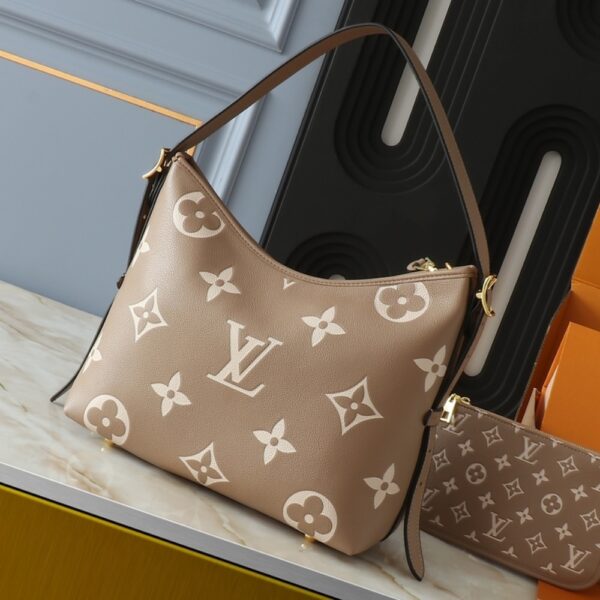 LOUIS VUITTON CARRYALL PM BICOLOR MONOGRAM EMPREINTE DOVE AND CREAM M47180 - Image 2