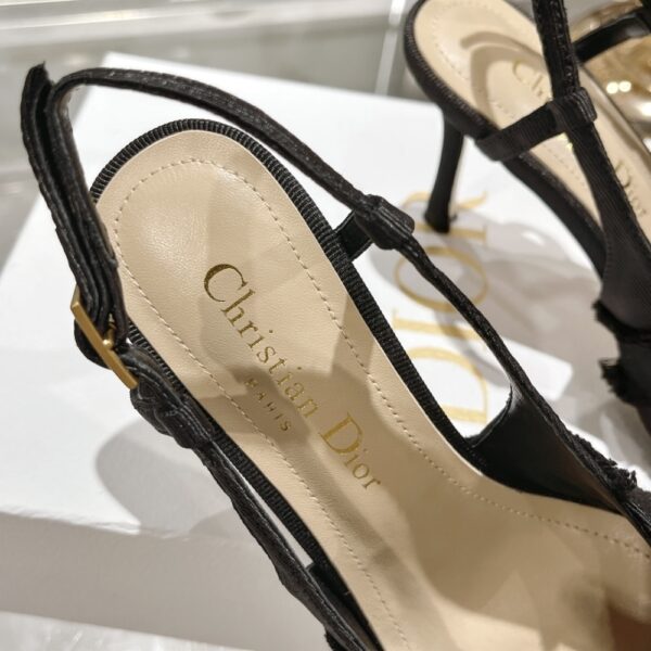 DIOR ADIORABLE SLINGBACK PUMP BLACK FRINGED GROSGRAIN KDV225GGN S900 - Image 8