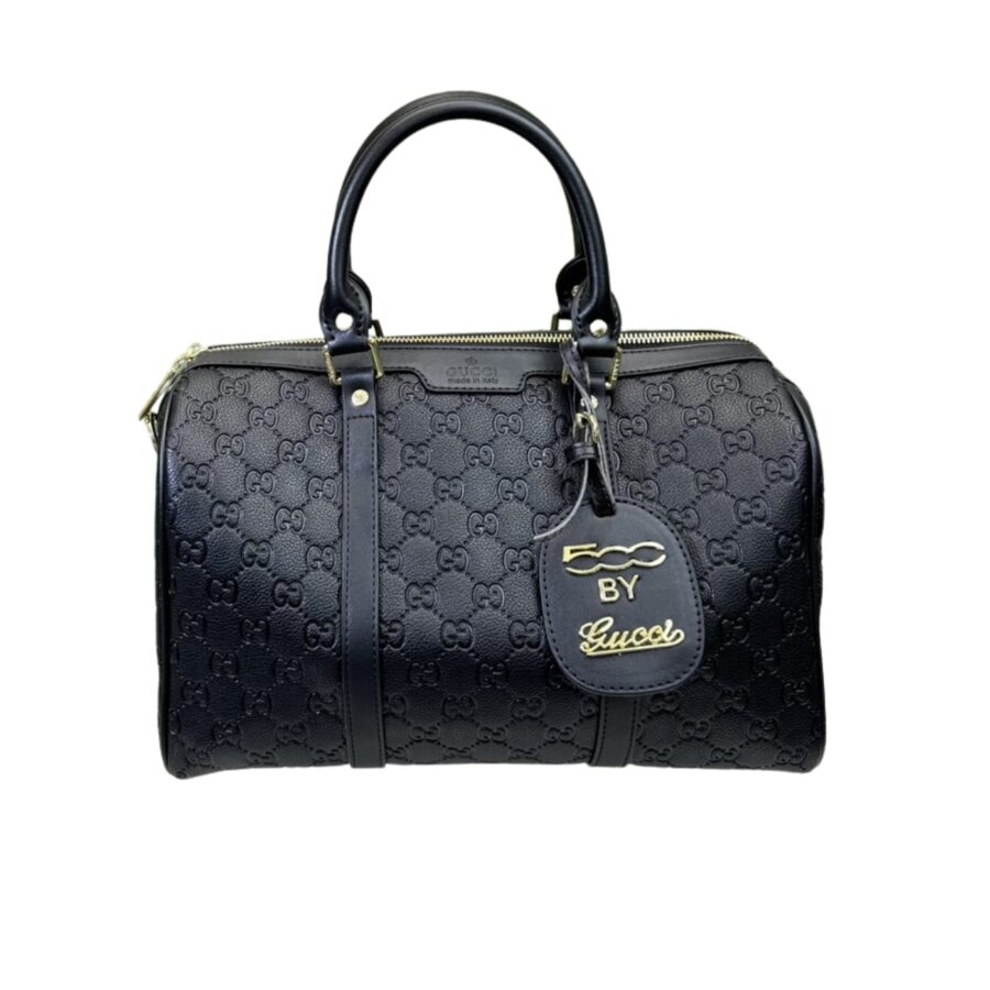 GUCCI TOTE BAG CANVAS LEATHER CROSSBODY HANDBAG BLACK 33CM