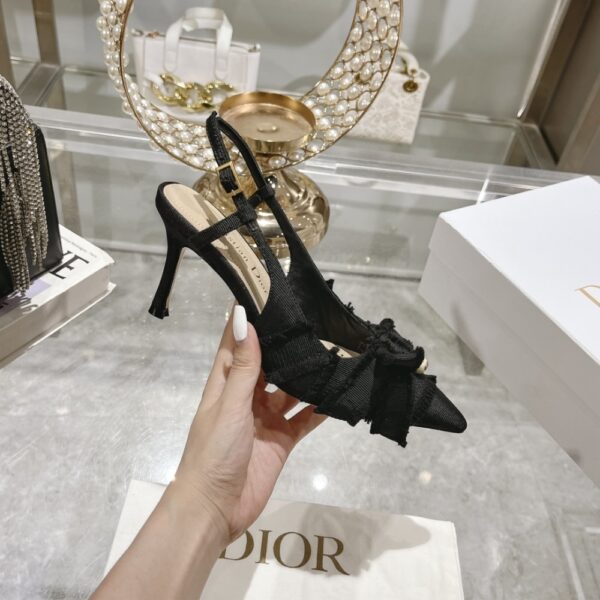 DIOR ADIORABLE SLINGBACK PUMP BLACK FRINGED GROSGRAIN KDV225GGN S900 - Image 5
