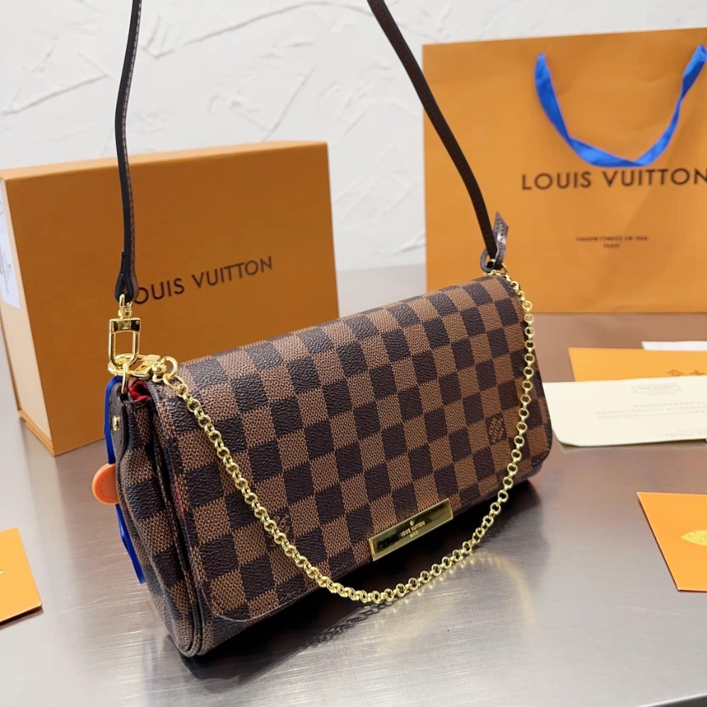 LOUIS VUITTON FAVORITE MM DAMIER EBENE BROWN 25CM N41129 - Image 2
