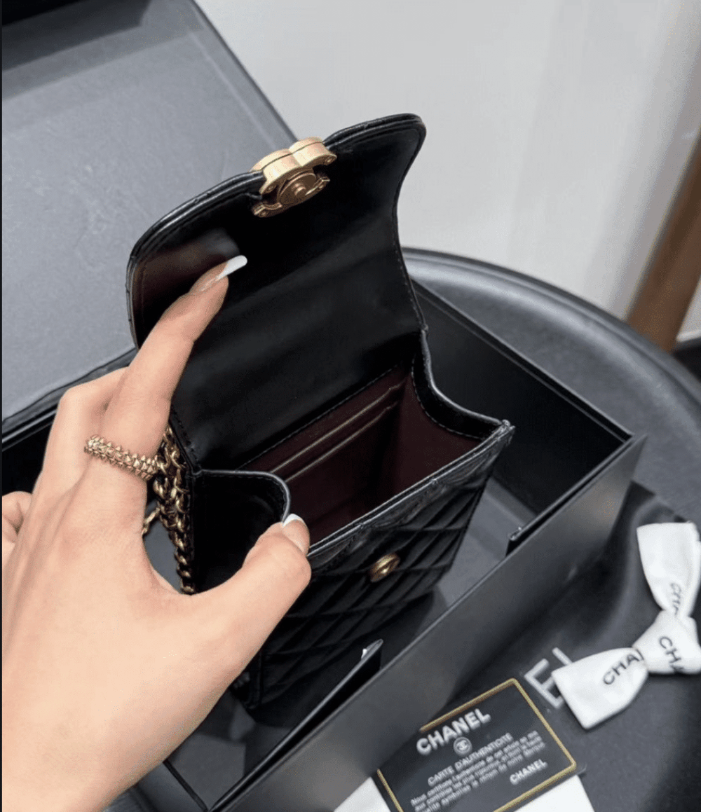 CHANEL TRENDY CC PHONE HOLDER QUILTED CROSSBODY BAGS BLACK 17CM - Image 2