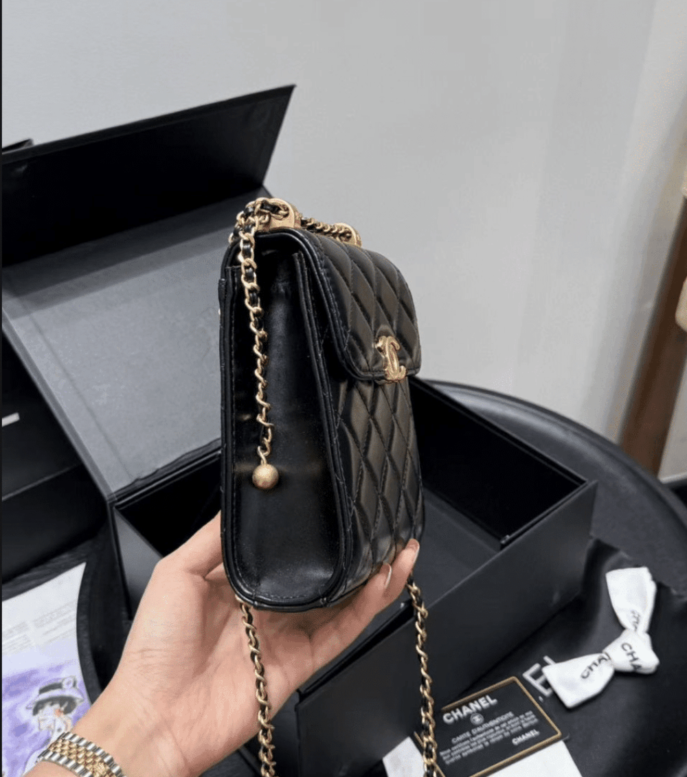 CHANEL TRENDY CC PHONE HOLDER QUILTED CROSSBODY BAGS BLACK 17CM - Image 5