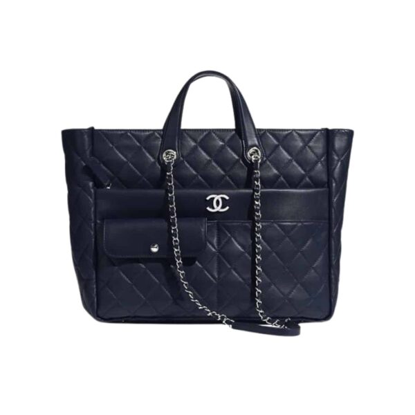 CHANEL LARGE ZIPPED SHOPPING BAG BLACK 32CM