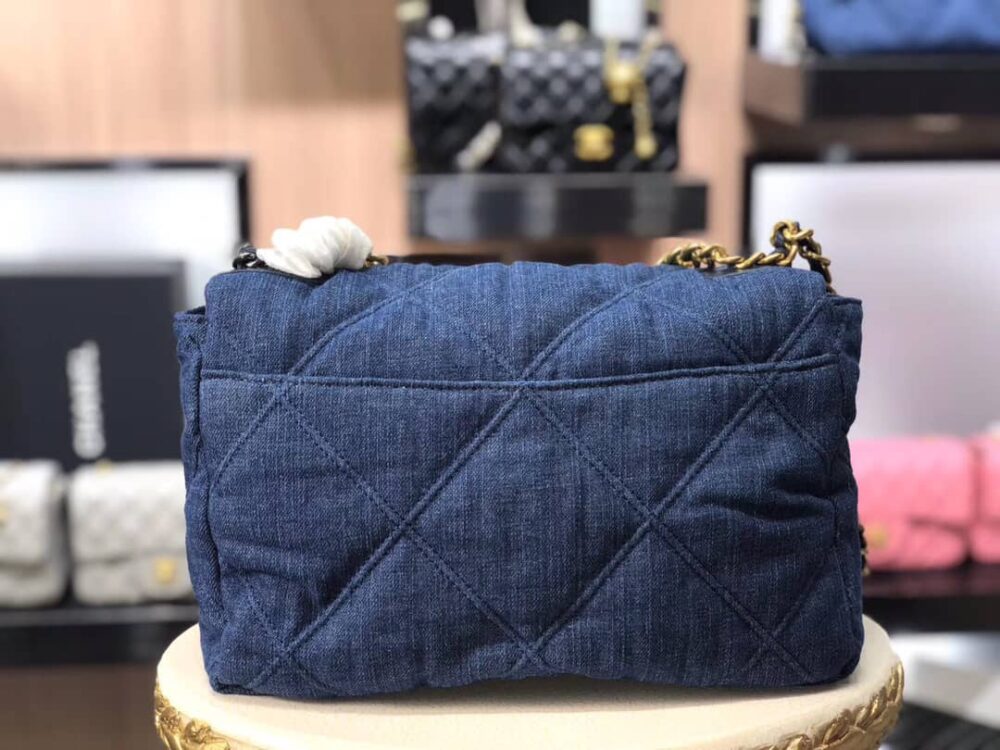 CHANEL 19 FLAP BAG DENIM BLUE 25CM AS1160 B02876 N6832 - Image 2