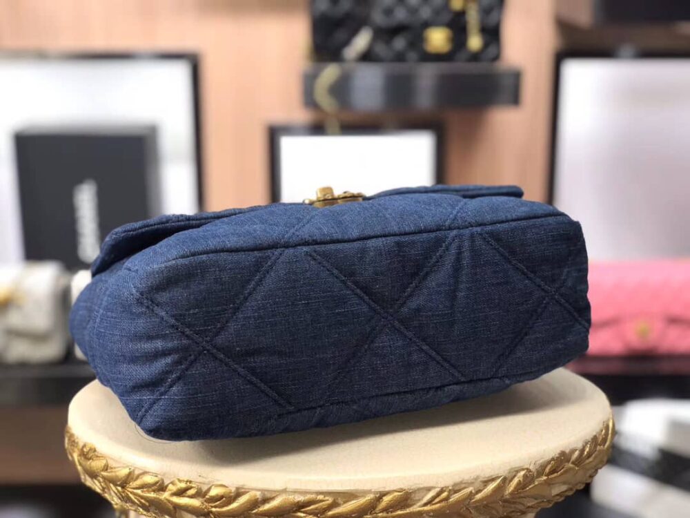 CHANEL 19 FLAP BAG DENIM BLUE 25CM AS1160 B02876 N6832 - Image 4