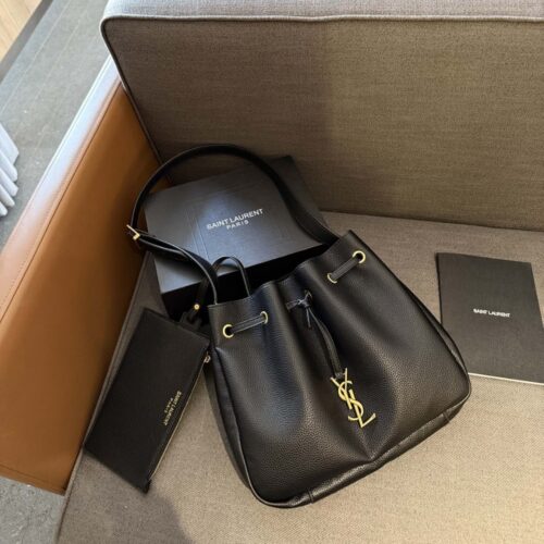 Alternative view of Saint Laurent Paris Vii Small Hobo In Grained Leather Black 26Cm 796626Aaduu1000