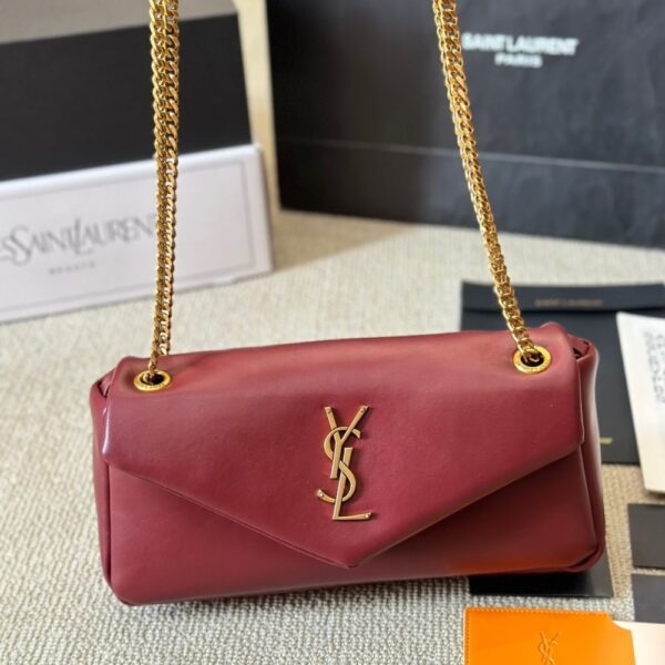 SAINT LAURENT CALYPSO SMALL IN PLUNGED ROUGE MERLOT 27CM 734153AACQO6268 - Image 2