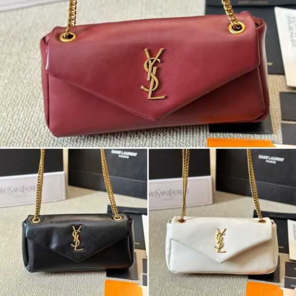 SAINT LAURENT CALYPSO SMALL IN PLUNGED ROUGE MERLOT 27CM 734153AACQO6268 - Image 4