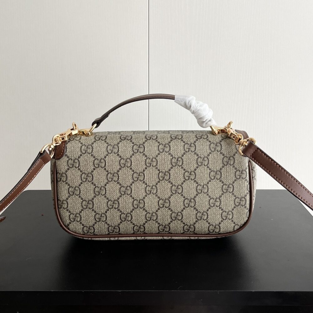 GUCCI HORSEBIT 1955 SMALL TOP HANDLE BAG BEIGE AND BROWN 22CM - Image 4