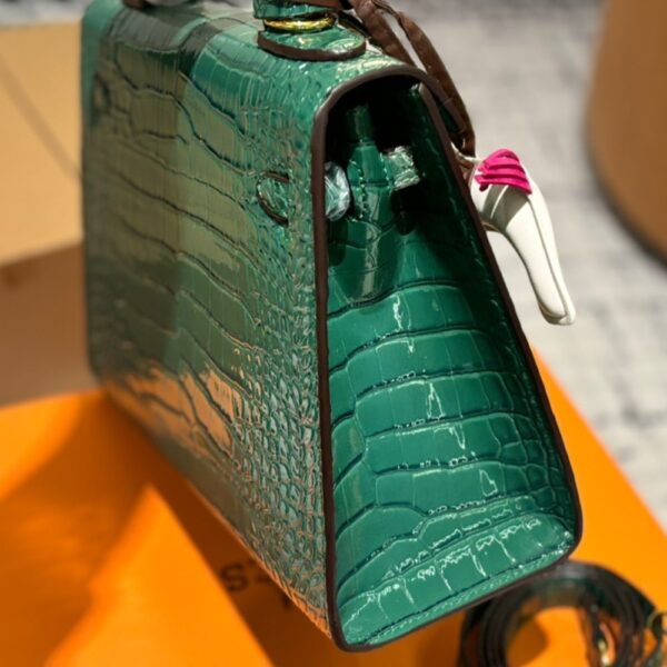 HERMÈS KELLY 25 ALLIGATOR VERT EMERALD 25CM - Image 3