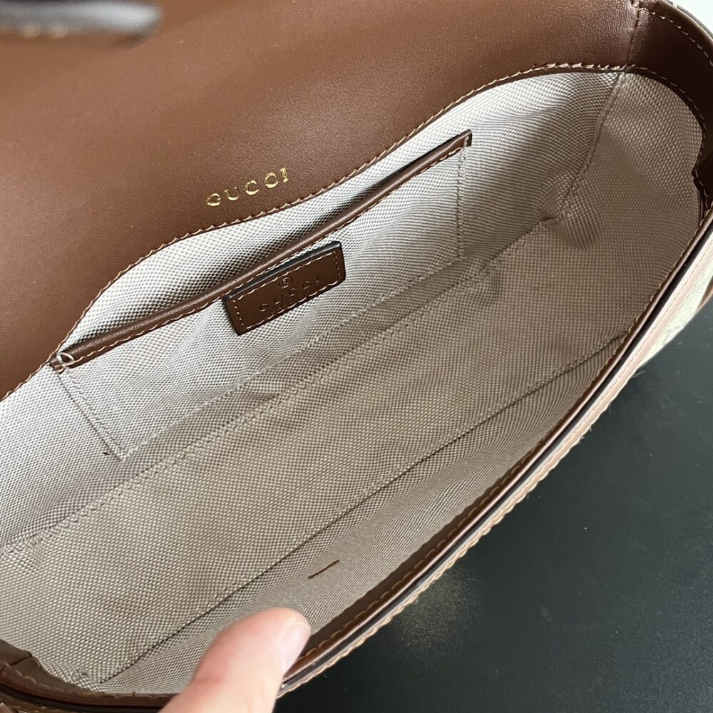 GUCCI HORSEBIT 1955 SMALL TOP HANDLE BAG BEIGE AND BROWN 22CM - Image 2