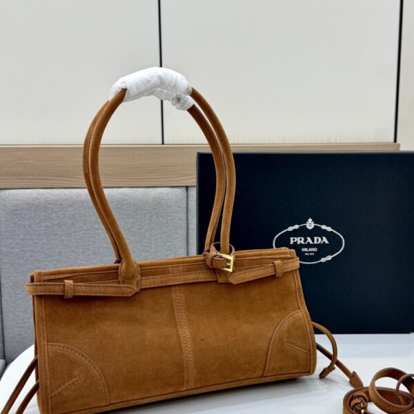 PRADA MEDIUM SUEDE HANDBAG CINNAMON 32CM 1BA426 2C4S F0401 V MOO - Image 5