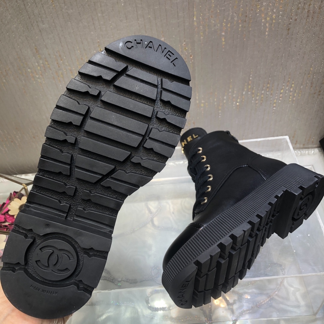 CHANEL CC LACE UP BOOT BLACK G45124 B14018 94305 - Image 3