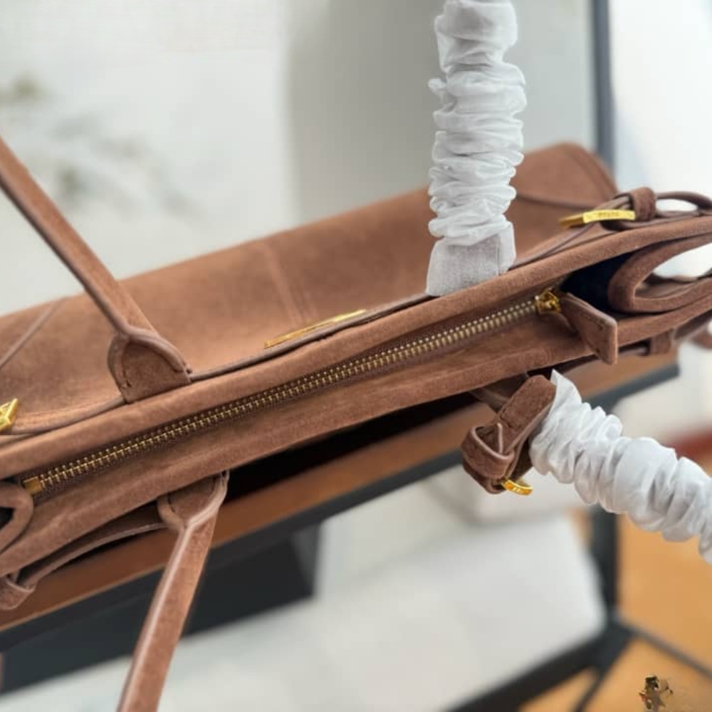 PRADA BONNIE MEDIUM SUEDE HANDBAG BROWN 32CM 1BA426 2C4S F0401 V MOO - Image 7