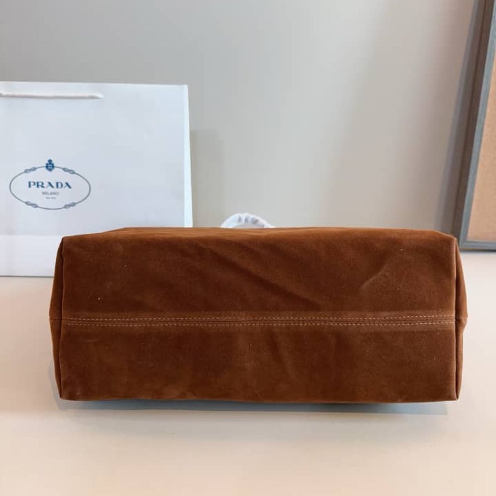Prada Suede Tote Bag Cocoa Brown 37Cm - Image 6