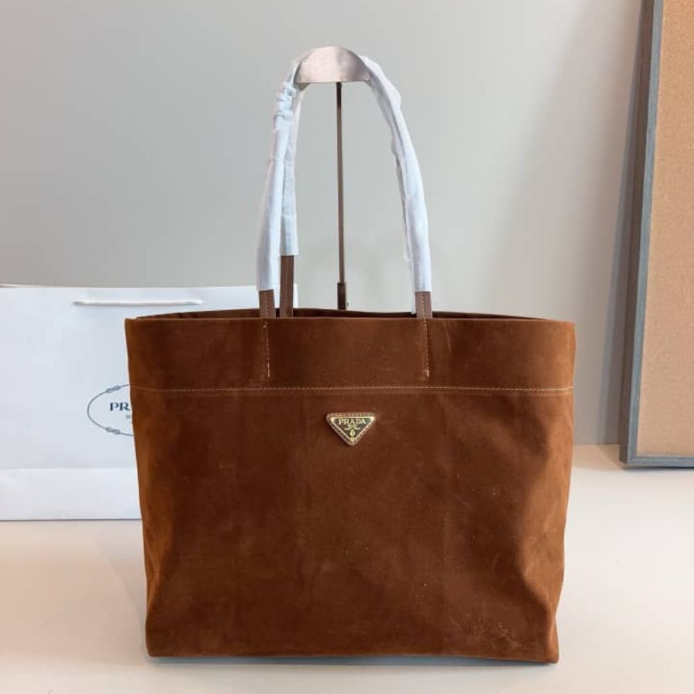 Prada Suede Tote Bag Cocoa Brown 37Cm - Image 2