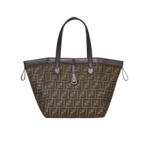 FENDI ORIGAMI MEDIUM FF JACQUARD FABRIC BAG THAT CAN BE TRANSFORMED BROWN 25CM 8BH414AFPMF1GL7
