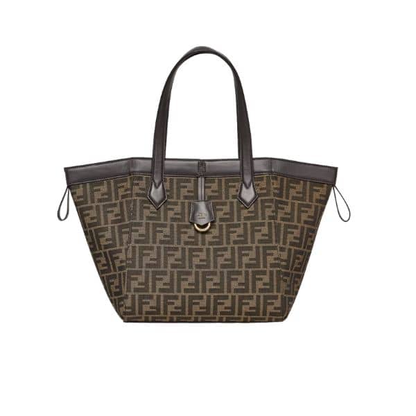 FENDI ORIGAMI MEDIUM FF JACQUARD FABRIC BAG THAT CAN BE TRANSFORMED BROWN 25CM 8BH414AFPMF1GL7