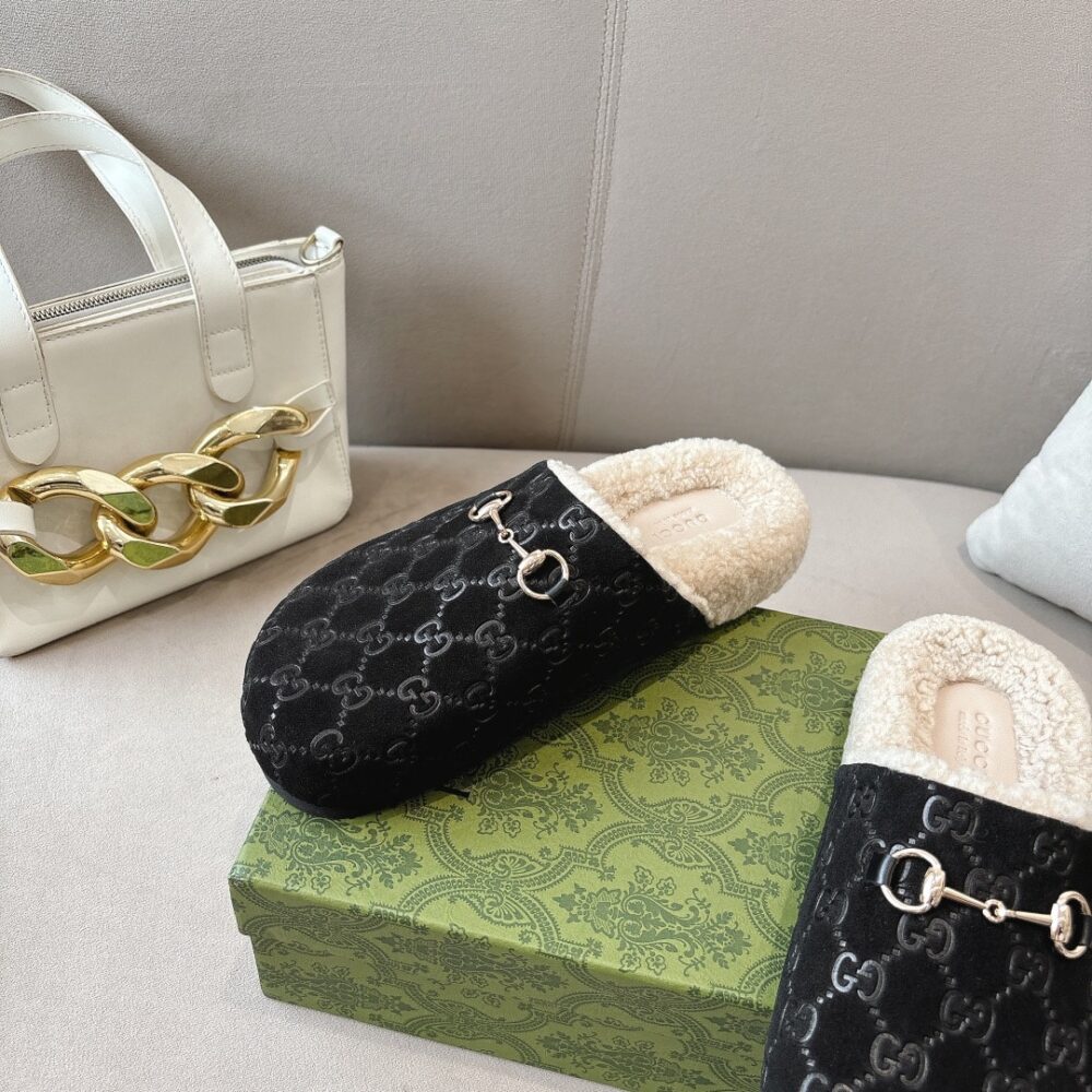 GUCCI WOMEN'S HORSEBIT MULE GG SUEDE BLACK - Image 5