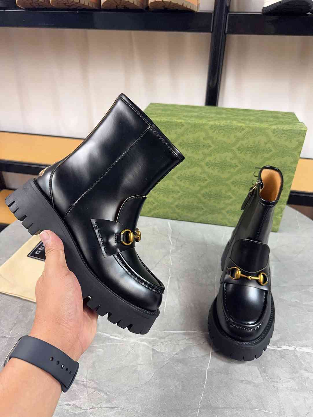GUCCI HORSEBIT ANKLE BOOTS LEATHER BLACK - Image 8