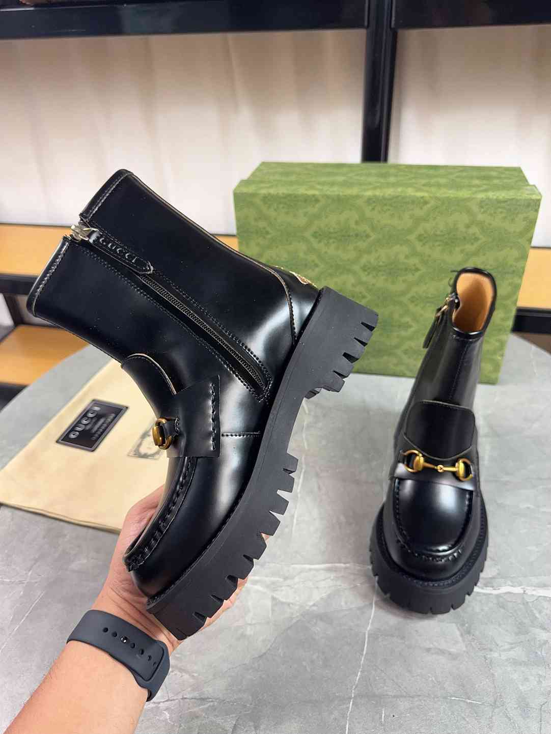 GUCCI HORSEBIT ANKLE BOOTS LEATHER BLACK - Image 7