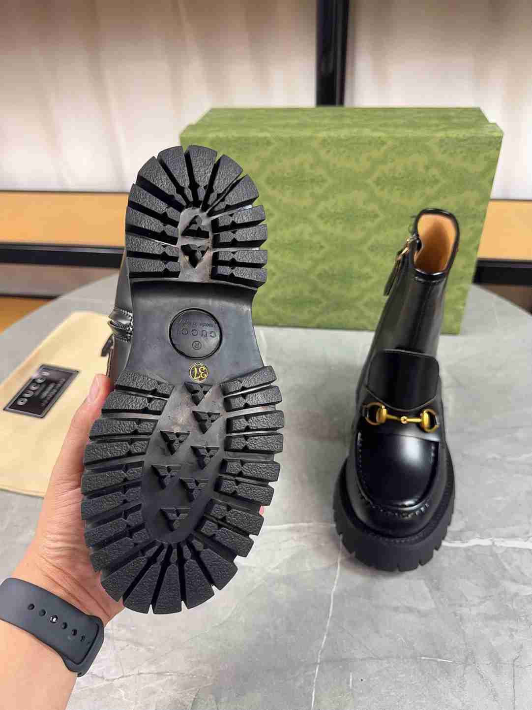 GUCCI HORSEBIT ANKLE BOOTS LEATHER BLACK - Image 6