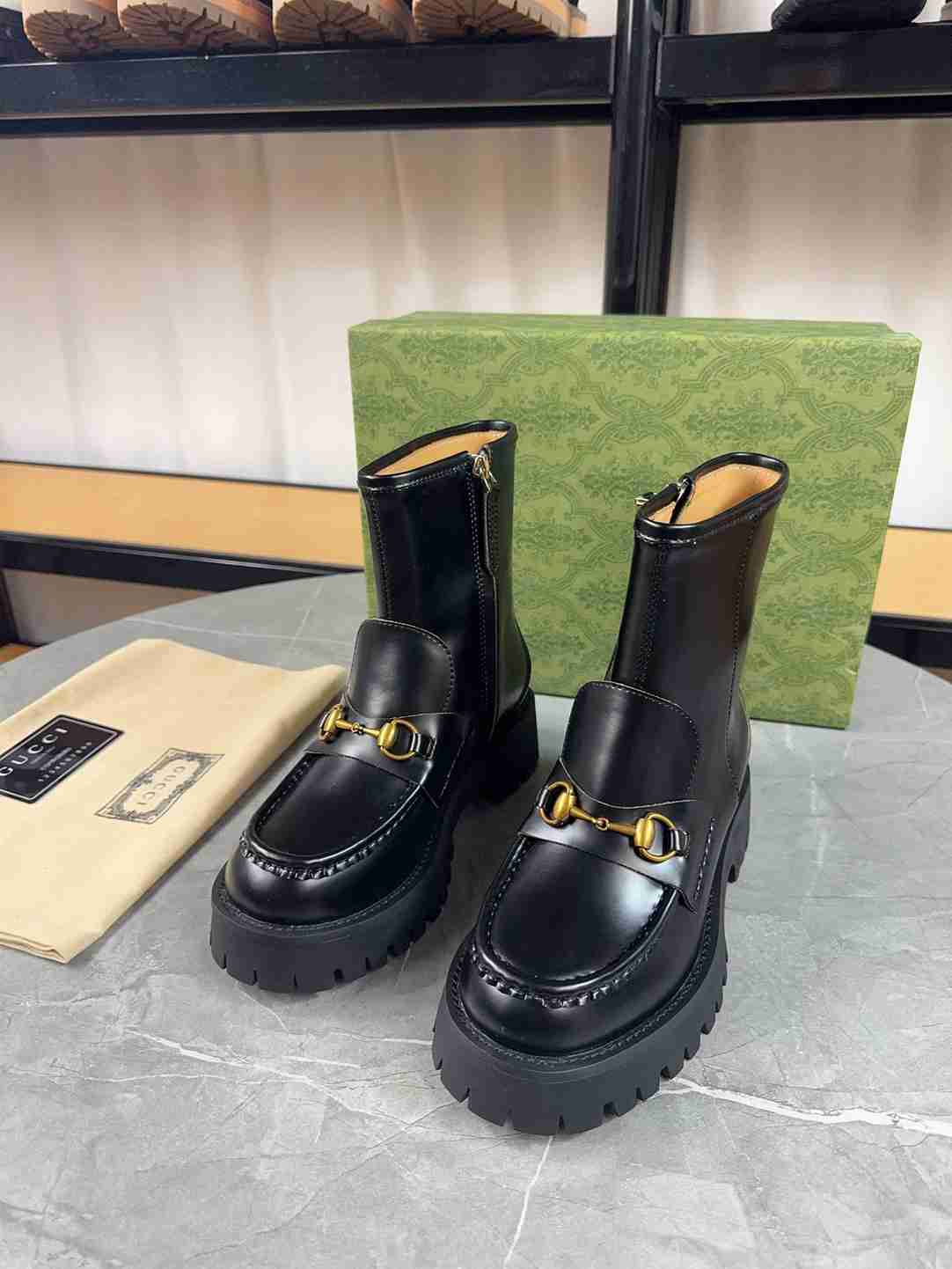 GUCCI HORSEBIT ANKLE BOOTS LEATHER BLACK - Image 5