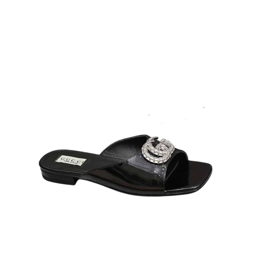 GUCCI GG CRYSTAL SLIPPERS BLACK