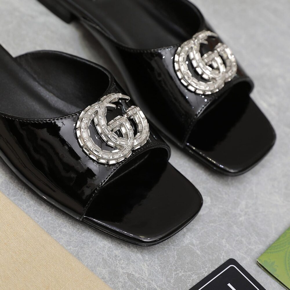 GUCCI GG CRYSTAL SLIPPERS BLACK - Image 6