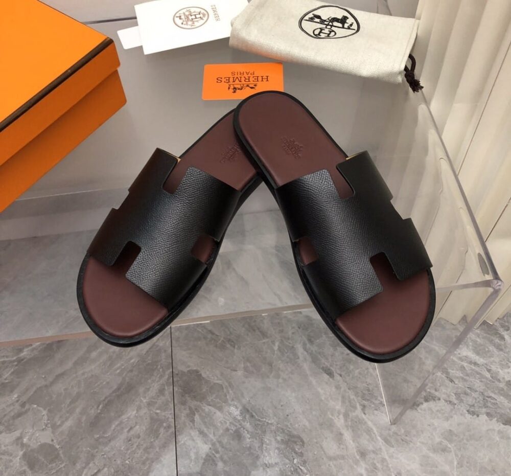HERMES IZMIR SANDAL BLACK AND BROWN - Image 8