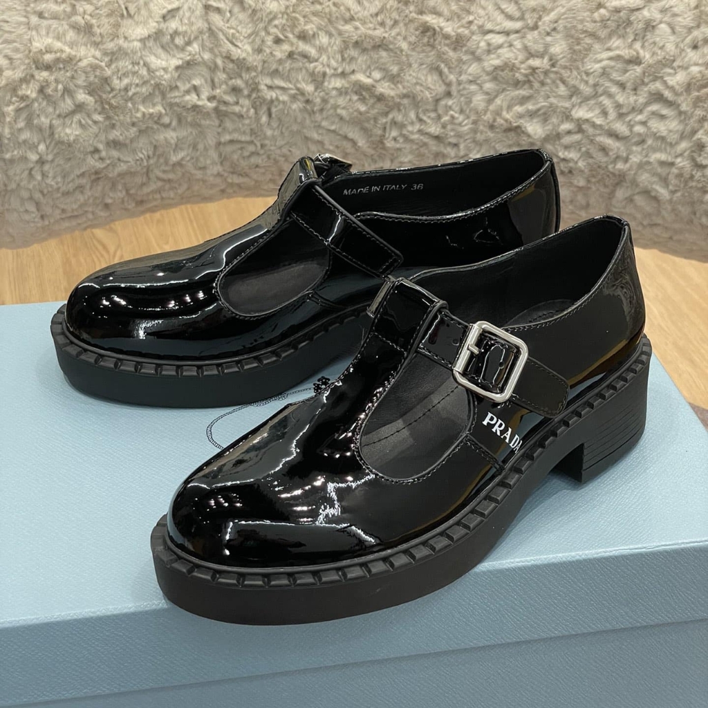 Prada Patent Leather Mary Jane T Strap Black 1E834M 055 F0002 F B050 - Image 2