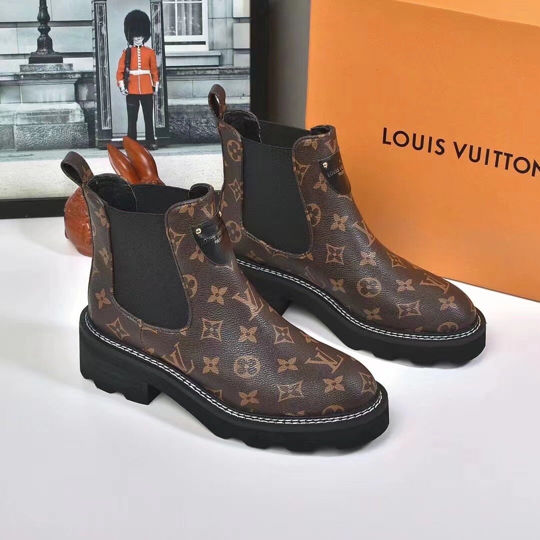 LOUIS VUITTON LV BEAUBOURG ANKLE BOOTS CACAO BROWN 1A8QCL - Image 4