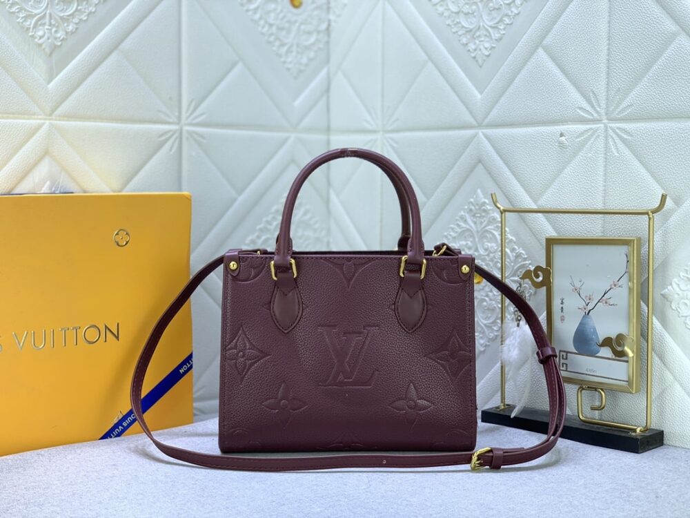 LOUIS VUITTON ONTHEGO MM MONOGRAM EMPREINTE WINE RED 35CM M46601 - Image 2