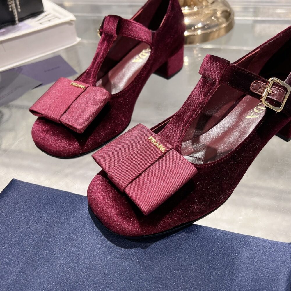 PRADA VELVET MARY PUMPS RED - Image 6