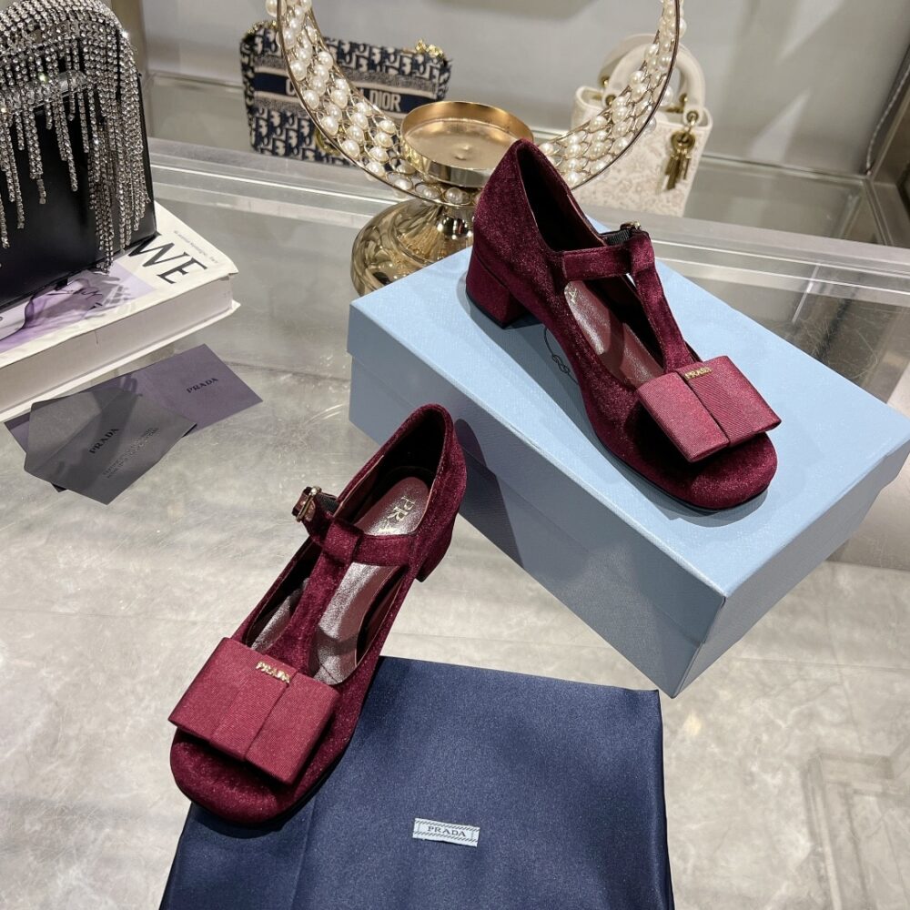 PRADA VELVET MARY PUMPS RED - Image 3