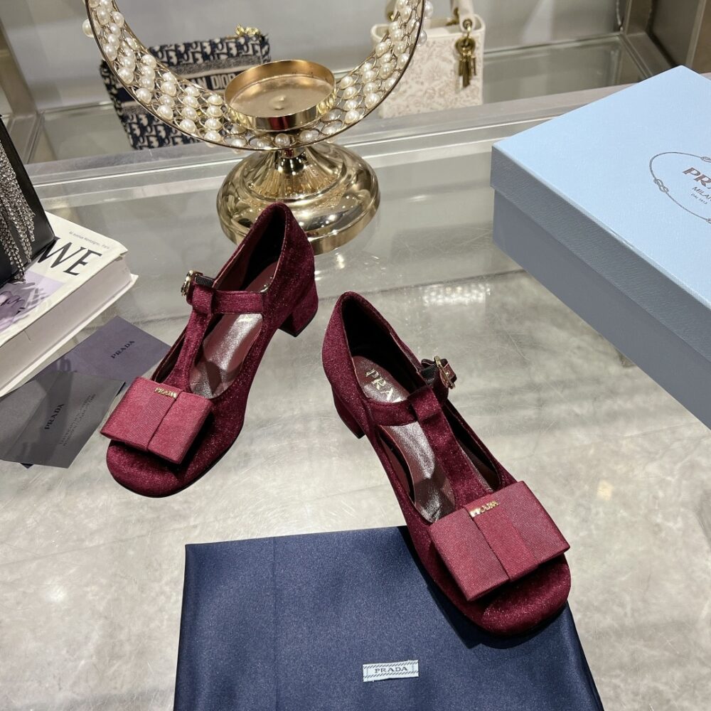 PRADA VELVET MARY PUMPS RED - Image 2