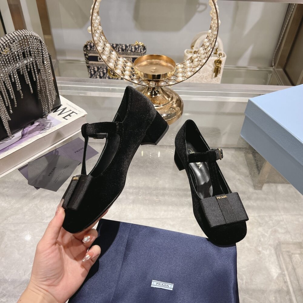 PRADA VELVET PUMPS BLACK 1I818N 068 F0002 F 035 - Image 4