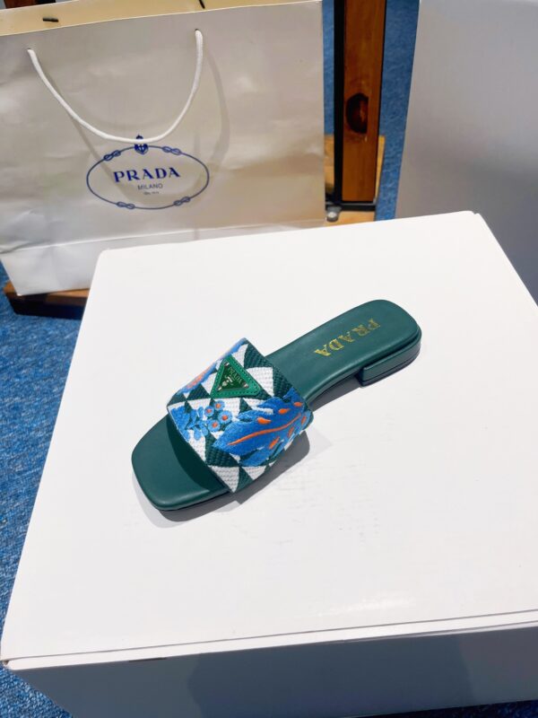 PRADA JACQUARD LOGO SLIDES GREEN - Image 5