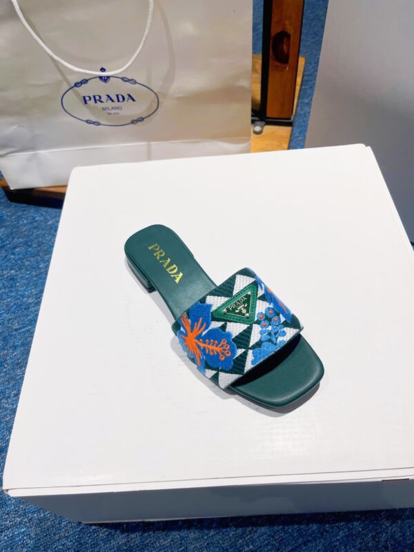 PRADA JACQUARD LOGO SLIDES GREEN - Image 6