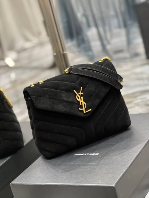 Alternative view of Saint Laurent Loulou Small Flap Bag Suede Black 25Cm