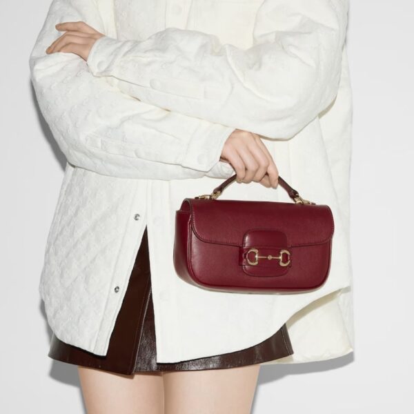 GUCCI HORSEBIT 1955 SMALL TOP HANDLE BAG ROSSO ANCORA RED  22CM ‎815206 AAEC2 6207 - Image 3
