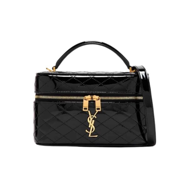 SAINT LAURENT GANY VANITY BAG IN PATENT LEATHER BLACK 19CM