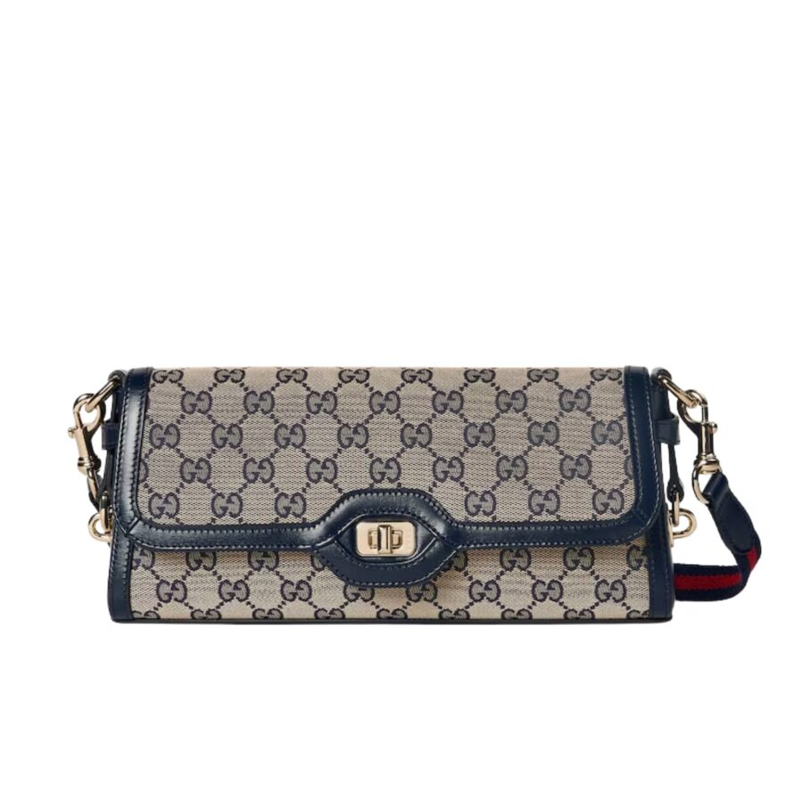 GUCCI LUCE SMALL SHOULDER BAG BEIGE AND BLUE ORIGINAL 27CM 786027 FADAC 8559