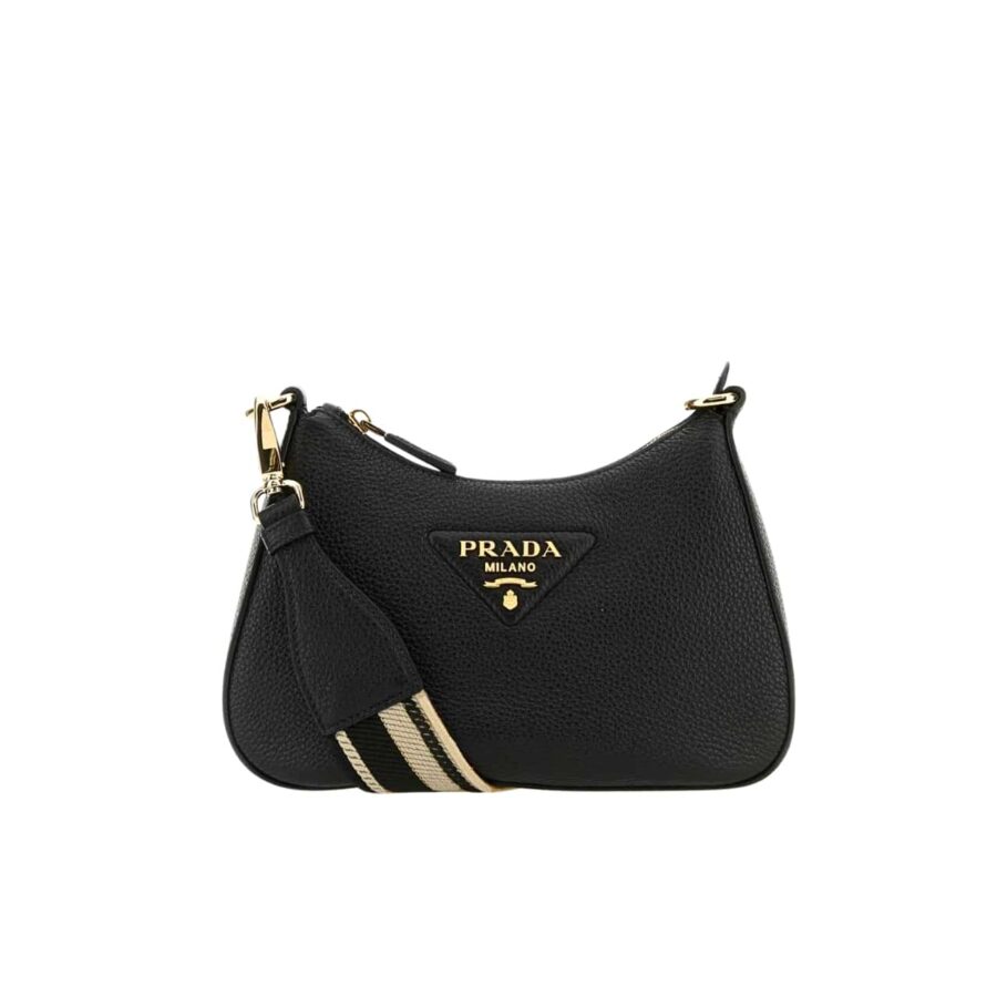 PRADA HOBO BAG BLACK 23CM