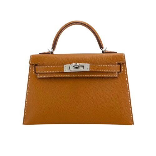 Hermès Mini Kelly Epsom Silver Buckle Brown 20Cm