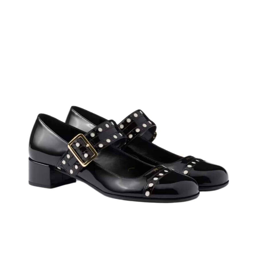PRADA PATENT LEATHER MARY JANE PUMPS BLACK 1I816N 069 F0002 F 035