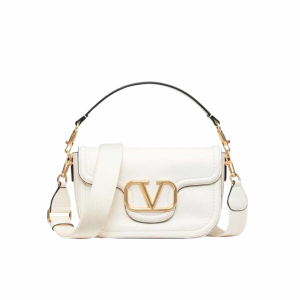 VALENTINO GARAVANI ALLTIME GRAINY LEATHER SHOULDER BAG WHITE 23CM 4W2B0N20IMZ 098