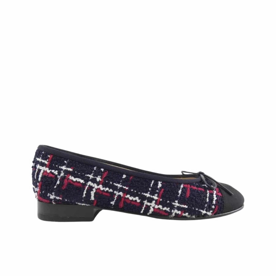 CHANEL BALLERINA FLAT SHOES TWEED IN BLACK