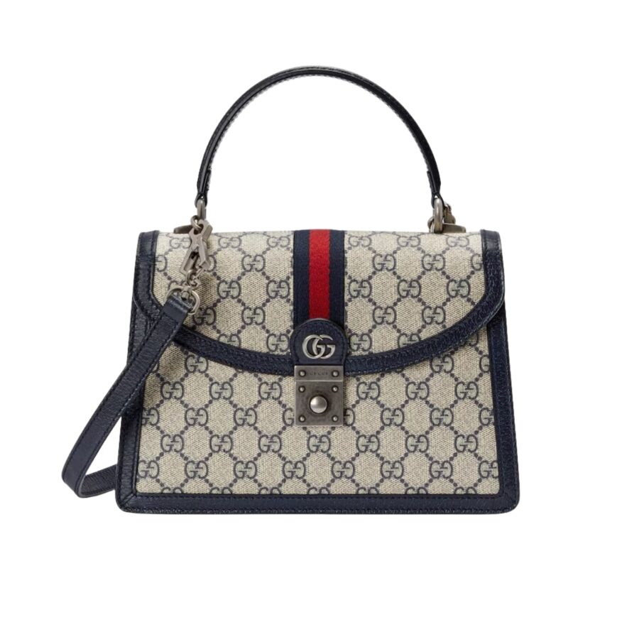GUCCI OPHIDIA SMALL TOP HANDLE BAG BEIGE AND BLACK 25CM 651055 96IWN 4076